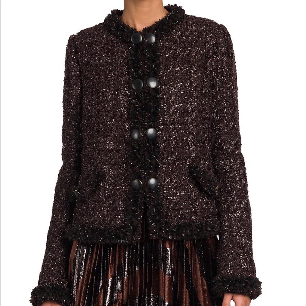 DOLCE & GABBANA Lurex Tweed Jacket In Dark Brown